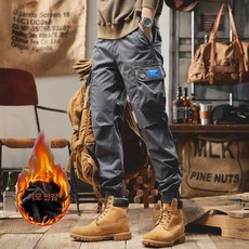 튼튼한 카고 밀리터리 워크웨어 팬츠, 1개, 98688 다크그레이 플리스안감