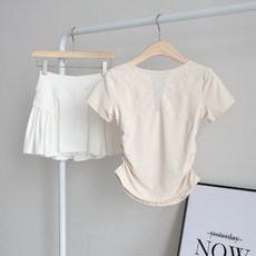 運動套裝女 夏季速乾短袖 修身顯瘦 高腰網球裙褲 跑步瑜伽訓練服 透氣排汗 多場景穿搭