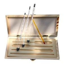 유리 알코올 측정기 세트 0-100% 알코올 미터 및 온도계 와인 비중계 알코올 농도 측정기, 01 4Pcs