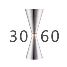 盎司杯 不鏽鋼雙頭量杯 量酒器 調酒杯 一件式成型 內外刻度線 Jigger30, 斜身量杯30/60【銀色】, 1個