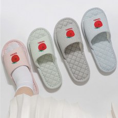 3겹 푹신한 층간소음방지 토마토 자수 거실화 실내화, 1개, 토마토 3겹 거실화(그린)