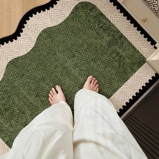 미끄럼방지 욕실 발매트 세면대 흡수 매트 화장실 문앞 전용 러그 빠른건조 폭신한 발감촉 프리미엄 극세사 벨벳, 내추럴 그린