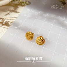 儒家珠寶 純金9999 硬金 彌月金飾 壓驚別針 1元硬幣 貓咪 愛心 好運 金飾 墜飾, 1個, 好運 0.08錢