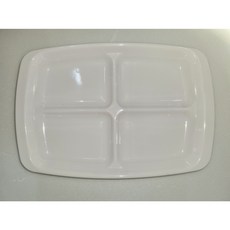 국산 국제 멜라민 직4절 접시 나눔접시나래생활주방, 1개, 화이트 27.4x18.7x2.4cm