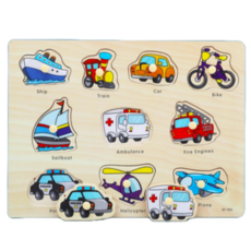 지니어스래빗 유아 원목 꼭지퍼즐 교구, 탈것, 1개, 10조각