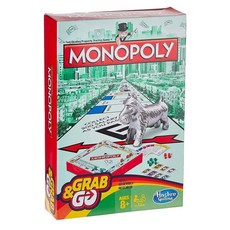 모노폴리 Hasbro Gaming Grab & Go 게임 168113, 영어 버전