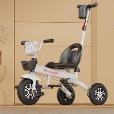 다기능 세발자전거 삼륜 접이식 음악 손수레 자전거, 1개, 9. 푸시 화이트