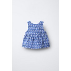국내배송 자라 ZARA 플라워 자수 탑 - 블루 989078