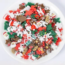 50PCS 무작위 크리 에이 티브 수지 미니 항목 DIY 장식 분위기 소품 공급 눈송이 눈사람, 01 100pcs, 01 Random color mix