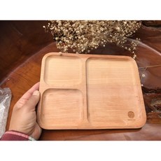 《伍寶園藝木藝》櫸木實木分格餐盤，台灣發貨，實木分格設計，天然櫸木材質，簡約風格, 1個