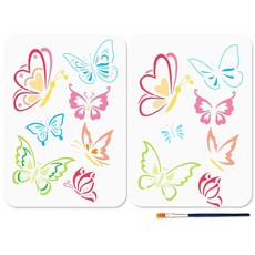 MAYJOYDIY A4 나비 식민지 페인팅 스텐실 7 판타지 나비 아트 스텐실 29.9 x 22.6cm(11.7 x 8.3인치) 페인트 브러시 포함 재사용 가능한 천연 곤충 템