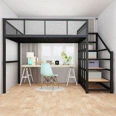 어른 성인벙커침대 책상 이층침대 사이즈 하우스 게스트 벙커 자취 침대 기숙사 퀸, B. 검은색