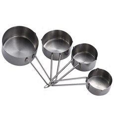 喚 HUAN 超美質感量杯量匙 烘焙 擺盤 拍照 都超級適合！ 玫瑰金/金色 四件組 不銹鋼量杯, 1個, 銀色四件量杯組（量杯