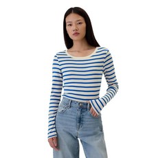 GAP 여성용 긴소매 페이버릿 크루넥 티셔츠 네이비 유니폼