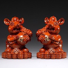 花梨木 黑檀木 老鼠送財 擺件, 如圖所示, 1個