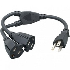 Cablelera 전원 코드 연장 및 스플리터 NEMA 5-15P to 5-15R x 2 16 AWG 13A 125V (ZWACPQAG-14) 블랙, 14 inch, Power cord