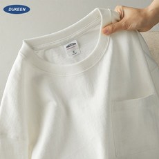 DUKEEN 320g 헤비코튼 남자 오버핏 포켓 반팔티 면100% 아메카지 캐주얼 데일리 기본티