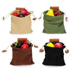 4팩 4색 버섯 채집 가방 접이식 캔버스 파우치 바구니 캠핑 하이킹 사냥 식료품 보관을 가죽 액센트 2994905
