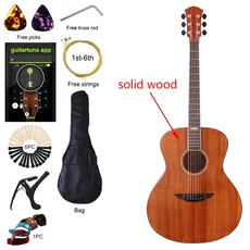 41인치 6현 일렉트릭 어쿠스틱 기타 솔리드 스프루스 상판 무광 컷어웨이 포크 내추럴 색상 EQ 및 결함, 01 41인치, 05 M1 40Inch no EQ