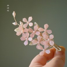 無憂少女中式手工繡球花朵髮夾漢服旗袍清冷氣質流蘇對夾子復古風宋制送禮物