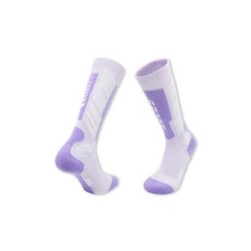 滑雪襪 高筒保暖透氣排汗滑雪襪，加厚襪底緩衝支撐，專業滑雪運動襪, 8203淺紫色M, 1套