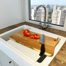 주방 한뼘의차이 인조대리석 COVA CH 다용도 주방 조리대 2SIZE 베이킹 플레이트 오븐받침대, 그레이, 1개