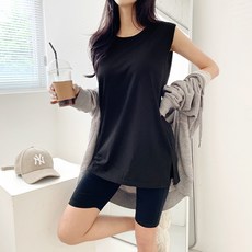 잘빠진 여성용 통기성 나시 레이어드 롱 티셔츠