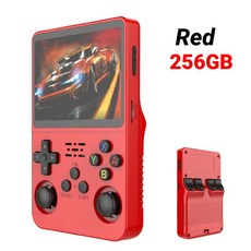 R36S 레트로 휴대용 게임기 256GB 초대용량 저장용량 5인치 HD LCD 화면 내장, Red 256GB