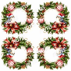 蝶古巴特DIY拼貼蝶谷巴特餐巾紙-聖誕節0062，聖誕節慶裝飾，手作拼貼素材，多款圖案可選，輕鬆打造獨特風格, 1個, 33x33四格圖