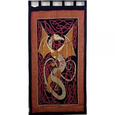 Celtic Dragon Tab Top 커튼-드레이프 도어 패널-레드 136903