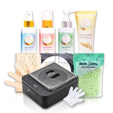 MINI YANG 熱蠟除毛私密套組，頂級保養4件組（永夜熱蠟機 青檸蘆薈蠟豆 木棒 頂級保養4件組）, 500g, 1個