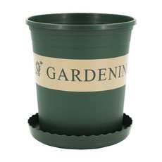 청춘화원 가드닝 플라스틱화분 받침포함 원형 슬릿화분 슬릿분 모스그린 플분 분갈이 소형 대형화분 기본형, 1개, 그린