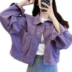 여성용 베이직 데일리 캐주얼 데님 자켓