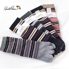 여성 발가락양말 5족세트 아놀드파마 줄무늬 단가라 중목 쿠션파일 데일리삭스 무좀 양말