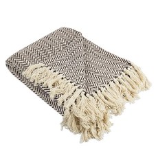 DII 쉐브론 손으로 짠(Handloomed) 면 덮개(Throw) 모음 127x152.4cm(50x60인치) 다크 브라운 174159 3569790176