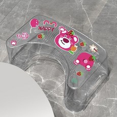 可愛卡通庫洛米馬桶凳 家用蹲坑神器 衛生間兒童成人墊腳凳, 透明 草莓熊貼紙