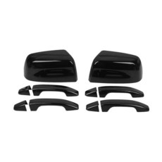 RAZPOY 블랙 도어 핸들 커버 백미러 트림 키트 쉐보레 콜로라도 및 GMC-Canyon 2014-2022와 호환 241652, RAZPOY 블랙 도어 핸들 커버 및 테일게이트 핸들