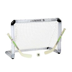 Franklin Sports NHL 무릎 하키 세트 - 라이트업 골 1개 미니 스틱 2개 + 볼 1개 포함 어둠 속에서 빛나는 아이들을 위한 훌륭한 장난감