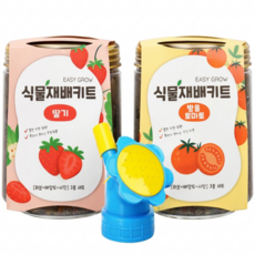 두루살림 식물 키우기 3종세트 [딸기재배키트+토마토재배키트 +미니페트병물조리개] 식물키우기세트