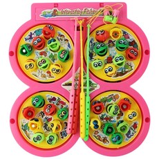 磁鐵電動釣魚組 四盤釣魚遊戲 (附電池)電動旋轉音樂釣魚盤, 1個