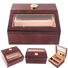 아마존평점4.5+ 미국출고 169332 시가 휴미더 수제 목재 박스 15-75개의 시가용 진짜 단단한 스페인 삼나무 럭셔리 습도계 및 데스크탑