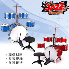 888玩具 888便利購 兒童仿真爵士鼓組(5鼓 1鈸)(661885) 兒童玩具鼓，培養音樂興趣與節奏感, 紅色, 1個