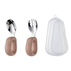 兒童湯匙叉組 附收納盒, 奶茶月光, 1個, Spoon, Fork, Case