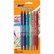 BIC 부드러운 느낌의 볼펜 1.0mm 미디엄 포인트 및 접이식 디자인 블랙 잉크 6개입 123475 8023706820, Purple, Blue, Light Blue, Ligh