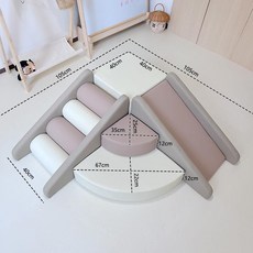 실내 쿠션 미끄럼틀 클라이밍 사다리 등반 감각 놀이기구 정글짐 카페 유치원 조합, 1. 브라운 4피스 세트