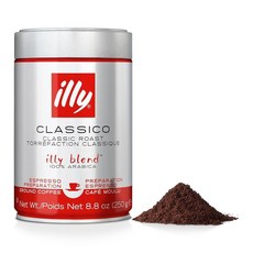 Illy 그라운드 커피 에스프레소 100프로 아라비카 Classico 미디엄 로스트 캐러멜 오렌지 블로썸 자스민 노트 풍부한 아로마 프로파일 정밀한 방부제 없음 249.5g8.