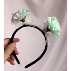 메무모 비누꽃 카네이션 머리띠 어버이날 스승의날, 3개, 민트