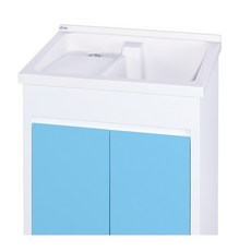 愛琴海廚房附鋁腳固定式洗衣板洗衣台，門板顏色訂做，結晶鋼烤木紋人造石洗衣槽，多尺寸可選, 1個, U-360 60CM,素面白