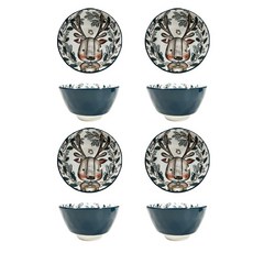 BLOWFISH FUGU 북유럽 그릇 세트 캐릭터 밥그릇 국그릇4p/ 선물 상자 포장 밥공기, 4p, B, 1개