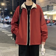 빛나는 판다 패셔너블하고 다재다능한 루즈핏 캐주얼 단색 카라 재킷 스포츠 홍콩 스타일 아우터